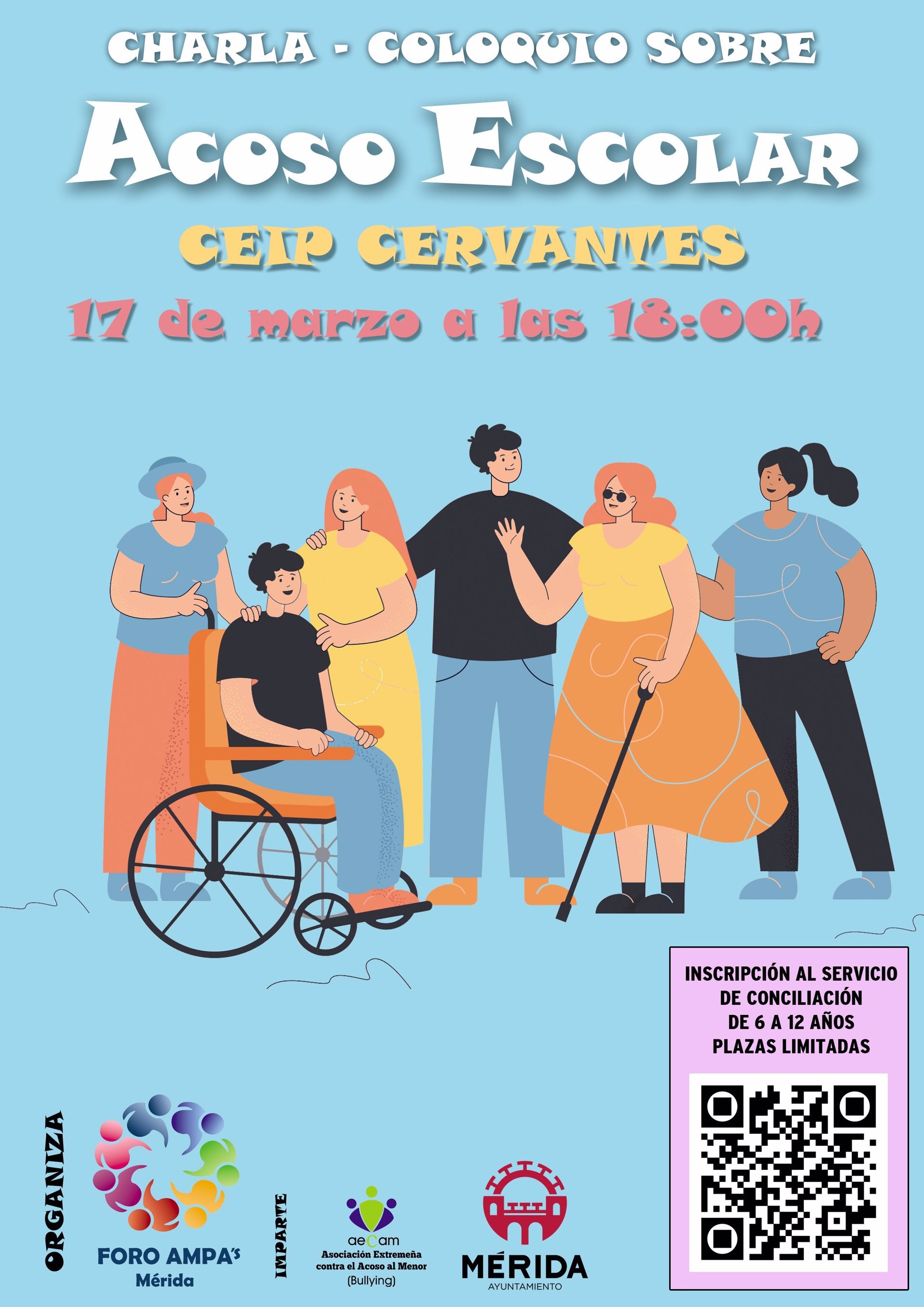 El CEIP Miguel de Cervantes de Mérida celebra el 17 de marzo una charla coloquio sobre el acoso escolar El CEIP Miguel de Cervantes de Mérida celebra el 17 de marzo una charla coloquio sobre el acoso escolar