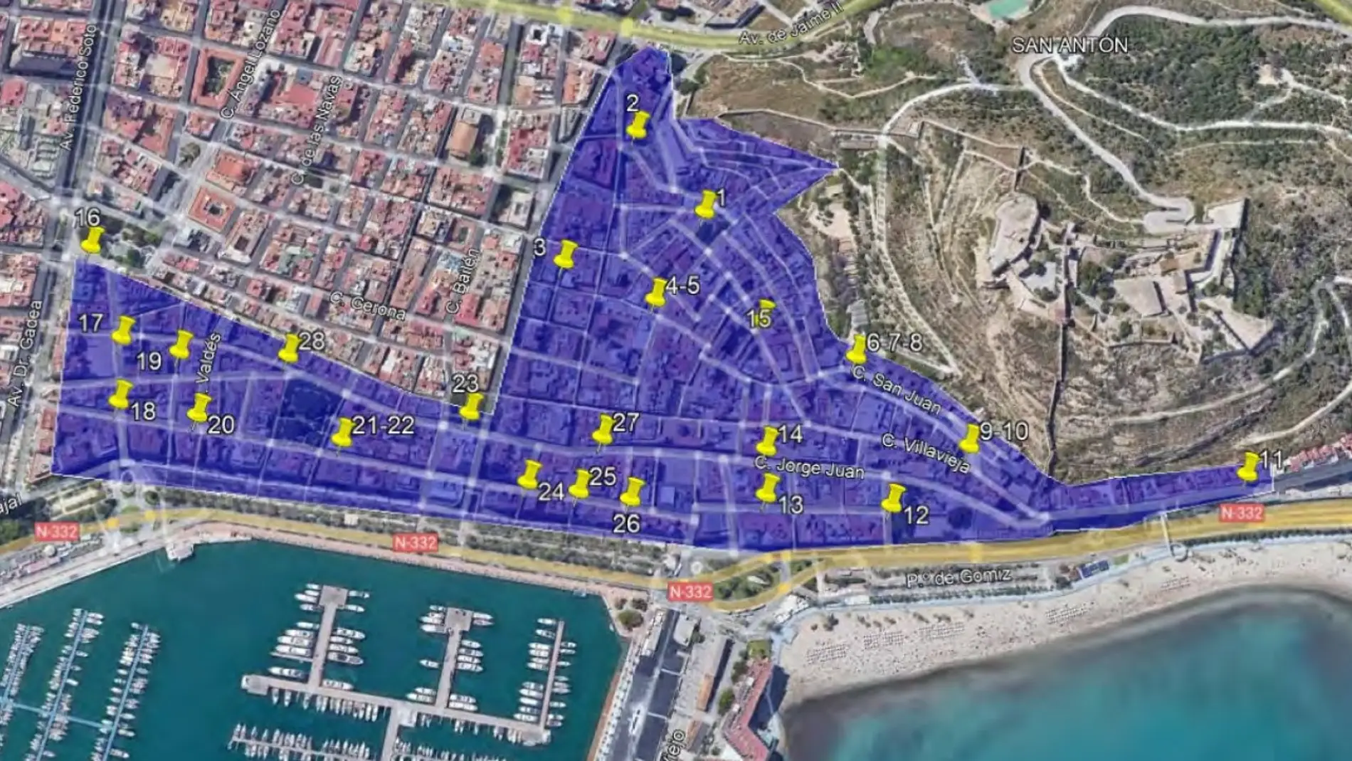 Comienza el soterrado de 27 islas de contenedores en el Casco Antiguo de Alicante y paseo marítimo