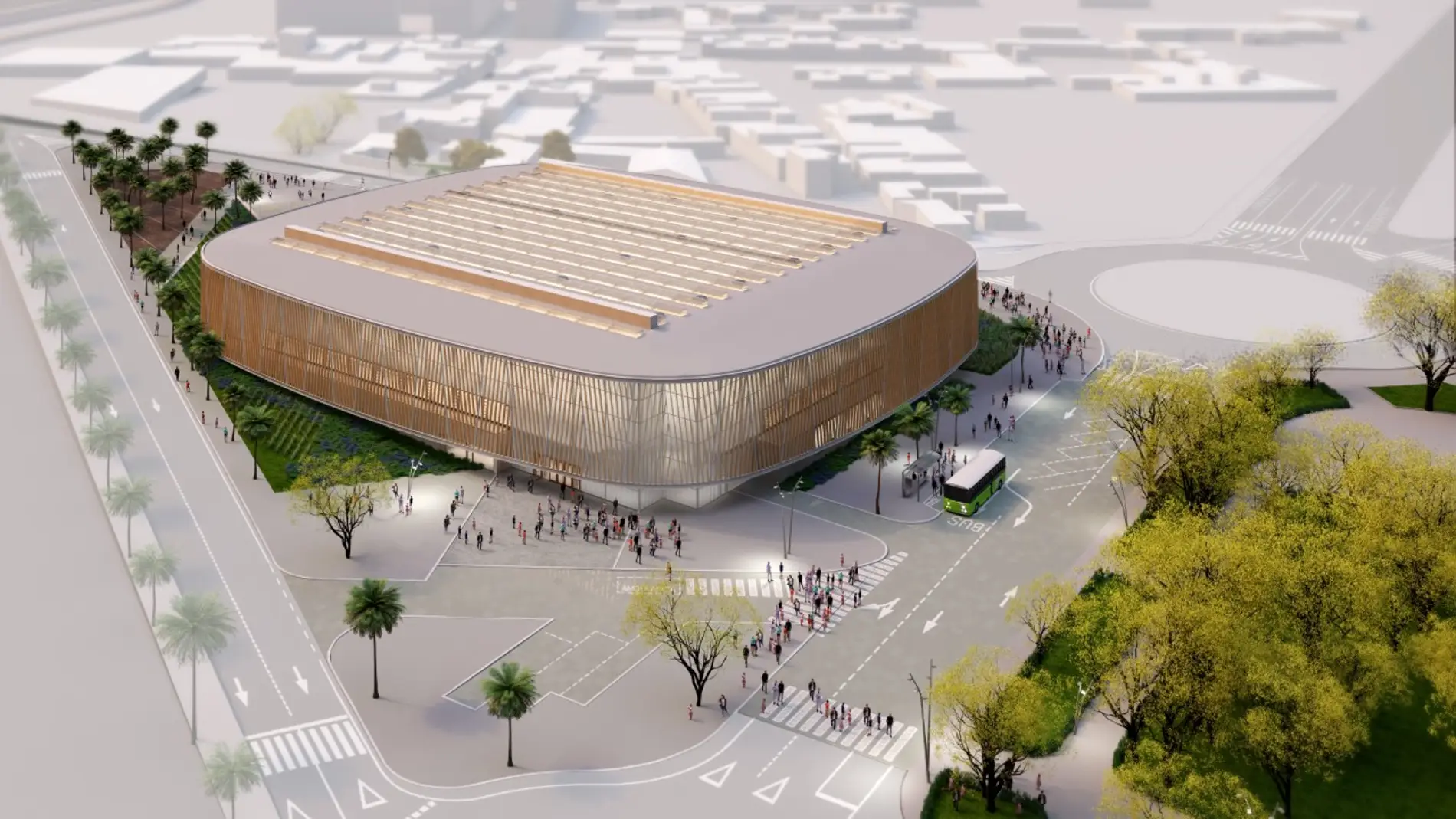 Vista simulada del futuro Palacio de Deportes de Elche.