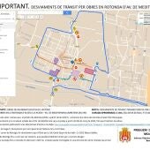 Plano que muestra los cortes al tráfico entre el núcleo urbano y la playa de Canet d'en Berenguer