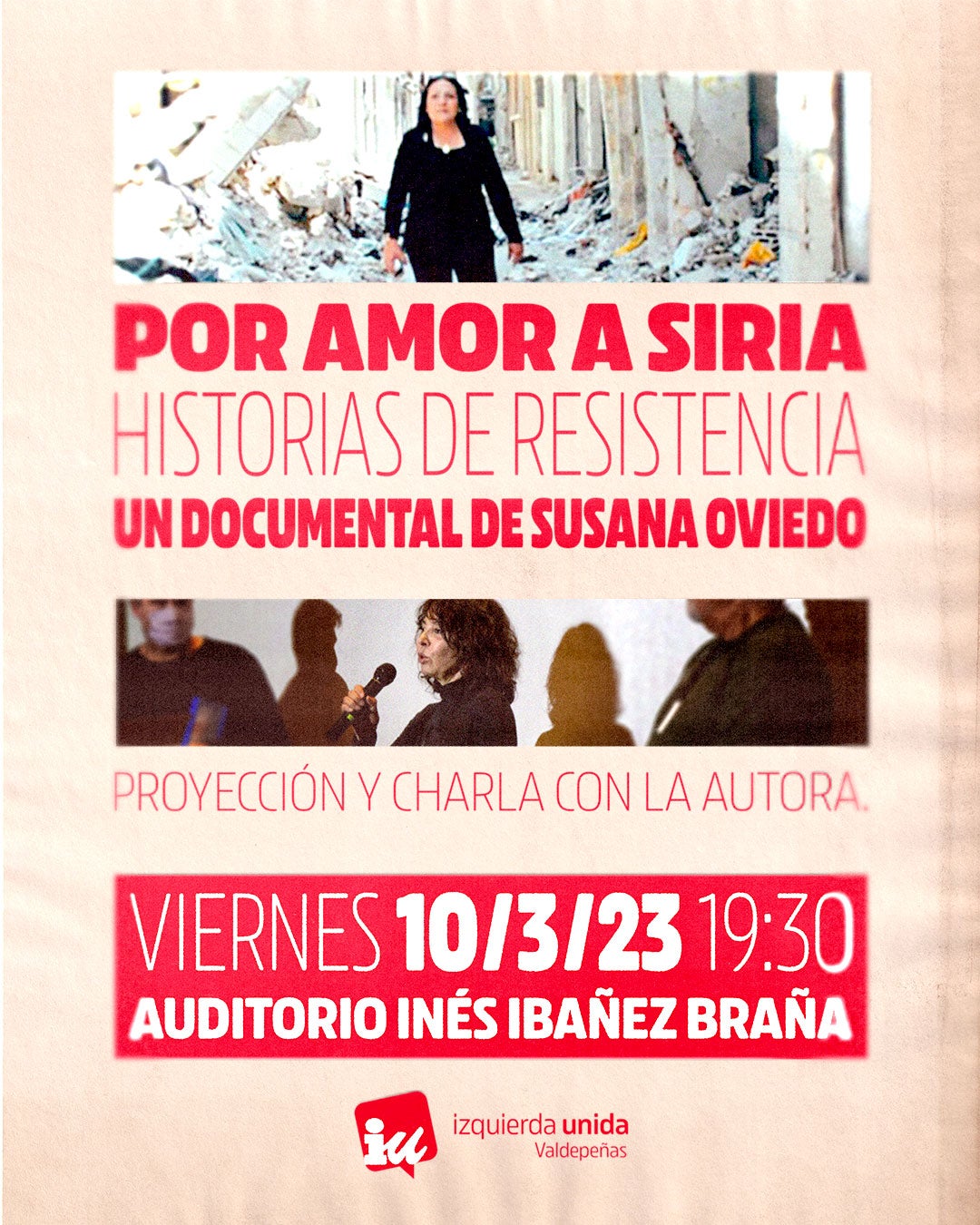 “Por amor a Siria. Historias de resistencia” se proyecta hoy en el Auditorio Inés Ibáñez Braña “Por amor a Siria. Historias de resistencia” se proyecta hoy en el Auditorio Inés Ibáñez Braña