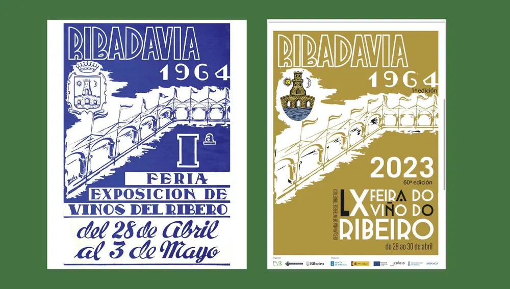 Carteles Feira do Viño do Ribeiro de 1964 e 2023