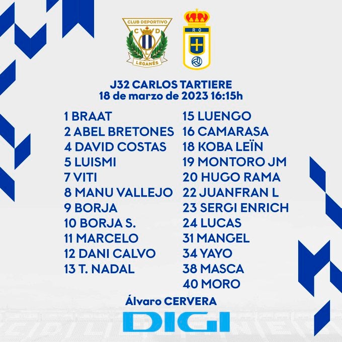 Yayo y Camarasa entran en una lista de 23 para Leganés Yayo y Camarasa entran en una lista de 23 para Leganés