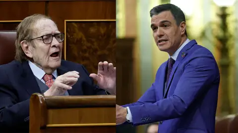Ramón Tamames y Pedro Sánchez Tamames corta la réplica de Sánchez: "Que usted venga con un tocho de 20 folios..."