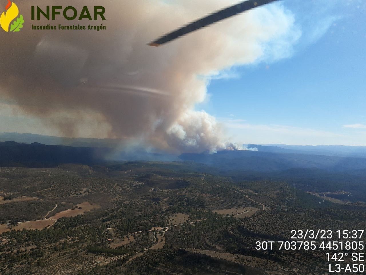 Desalojan Olba y parte de San Agustín por un incendio Desalojan Olba y parte de San Agustín por un incendio