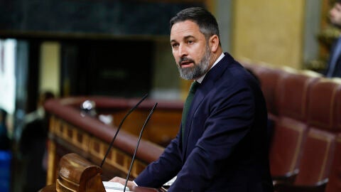 Santiago Abascal durante una de sus intervenciones en la moci&oacute;n de censura