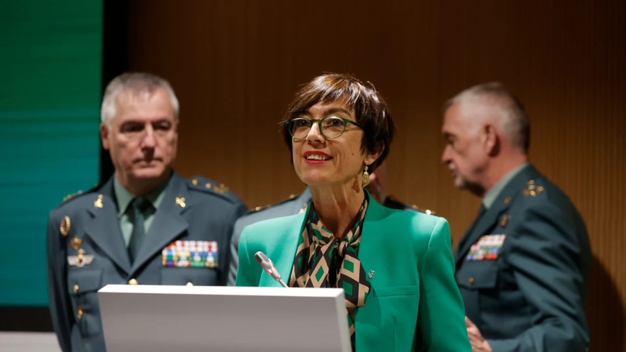 La directora general de la Guardia Civil, la malagueña María Gámez, comparece este miércoles ante la prensa para informar que ha presentado su dimisión al ministro del Interior, Fernando Grande-Marlaska