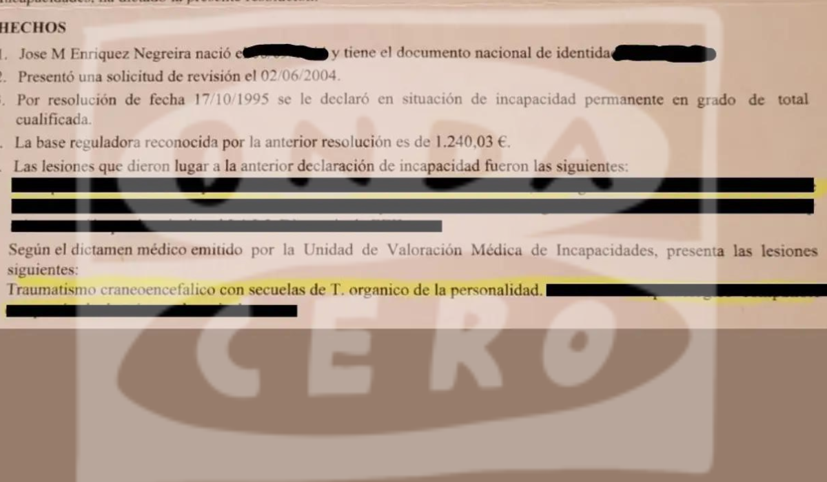 Negreira tenía diagnosticada una incapacidad permanente con trastorno de personalidad durante su etapa en el CTA Negreira tenía diagnosticada una incapacidad permanente con trastorno de personalidad durante su etapa en el CTA