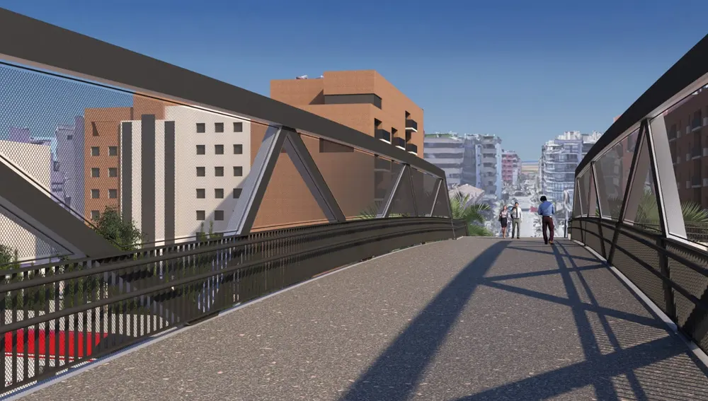 Simulación de la pasarela peatonal que se quiere construir en Elche.