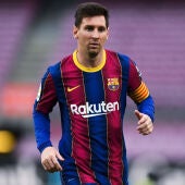 Messi durante un partido con el Barça