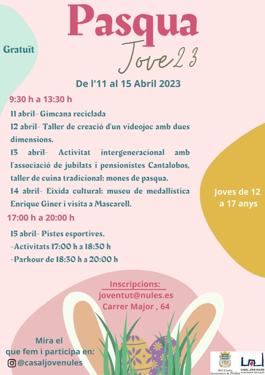 Nules prepara una programación de ocio para los jóvenes durante la pascua Nules prepara una programación de ocio para los jóvenes durante la pascua