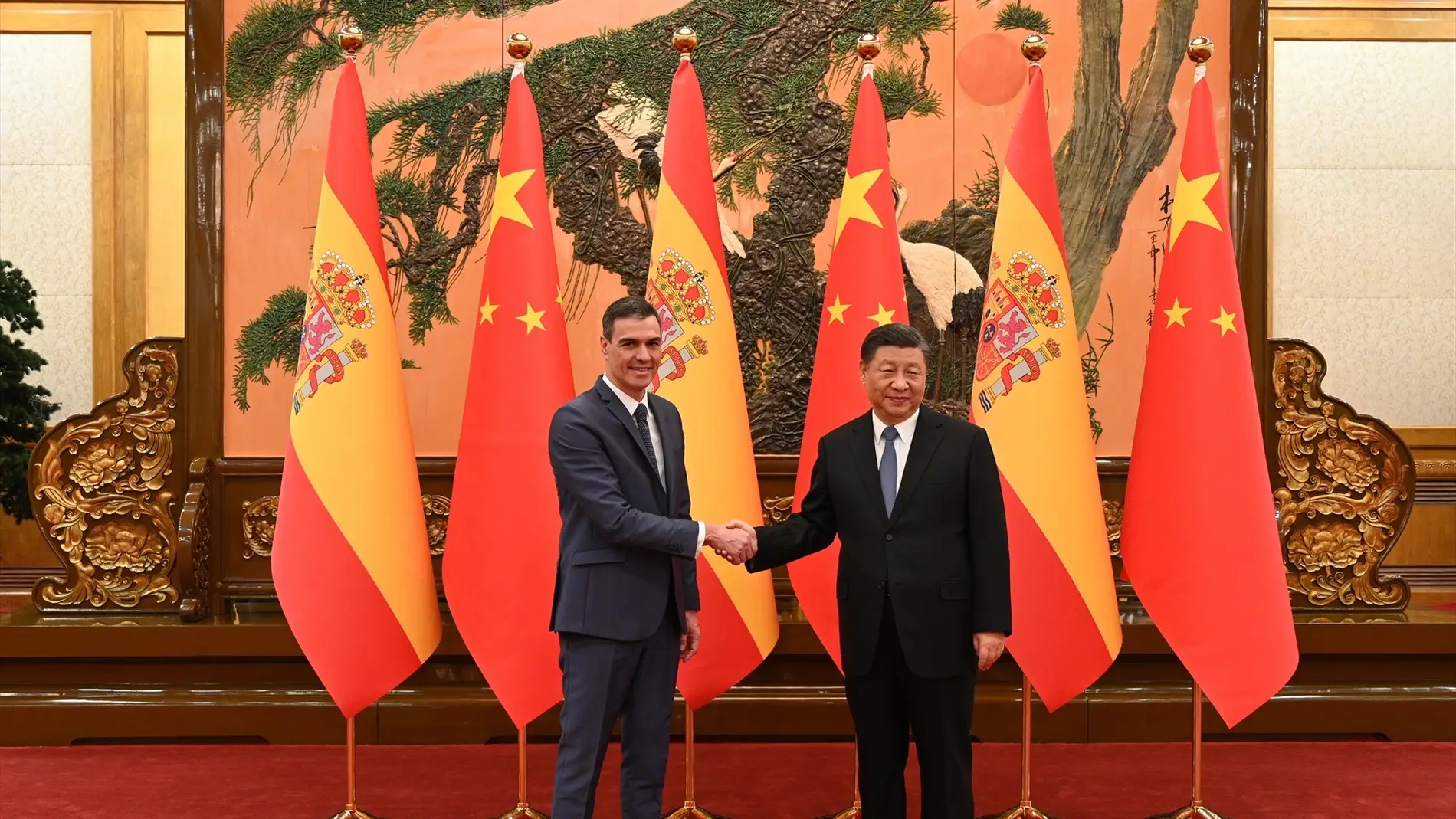 Sánchez, en su visita a China junto a Xi Jinping.