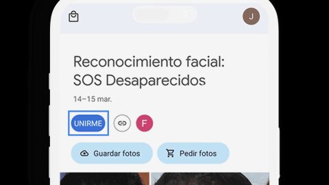 Interfaz de la aplicación de localización por reconocimiento facial