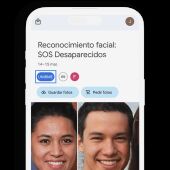 Interfaz de la aplicación de localización por reconocimiento facial
