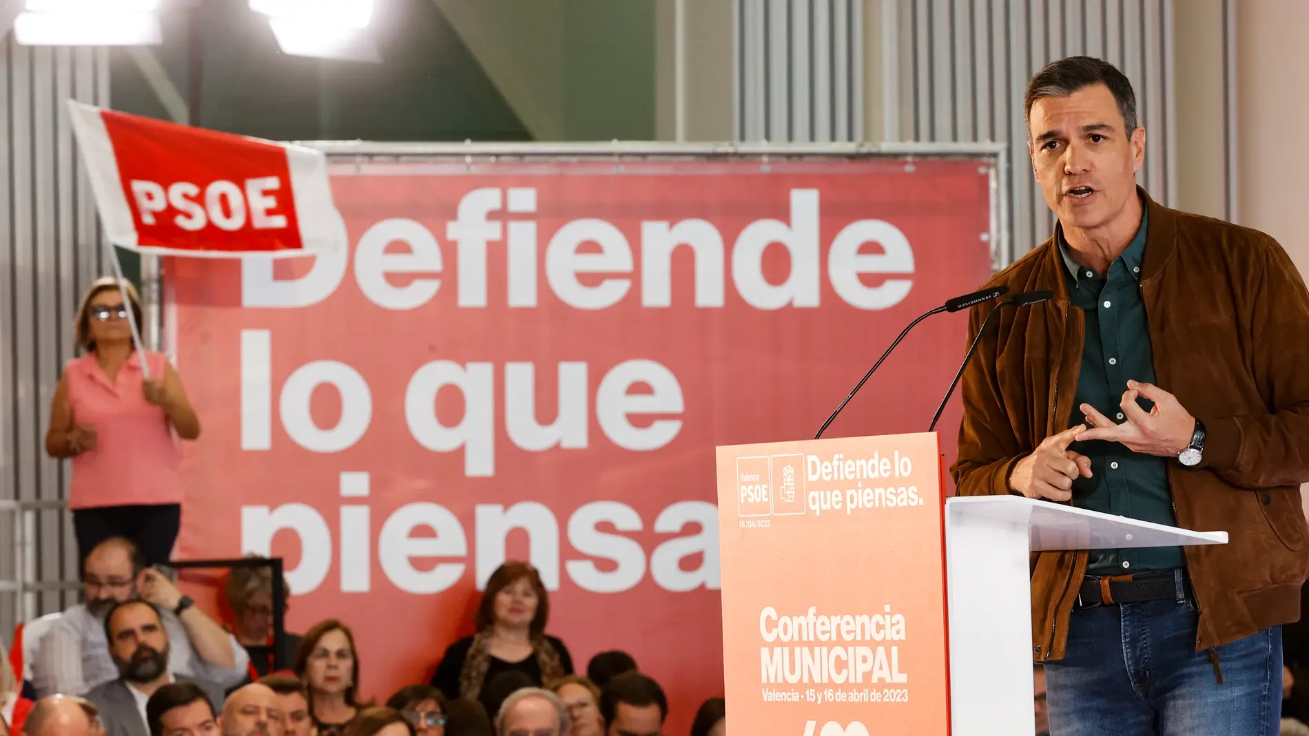 El presidente del Gobierno, Pedro Sánchez, durante su intervención en Valencia