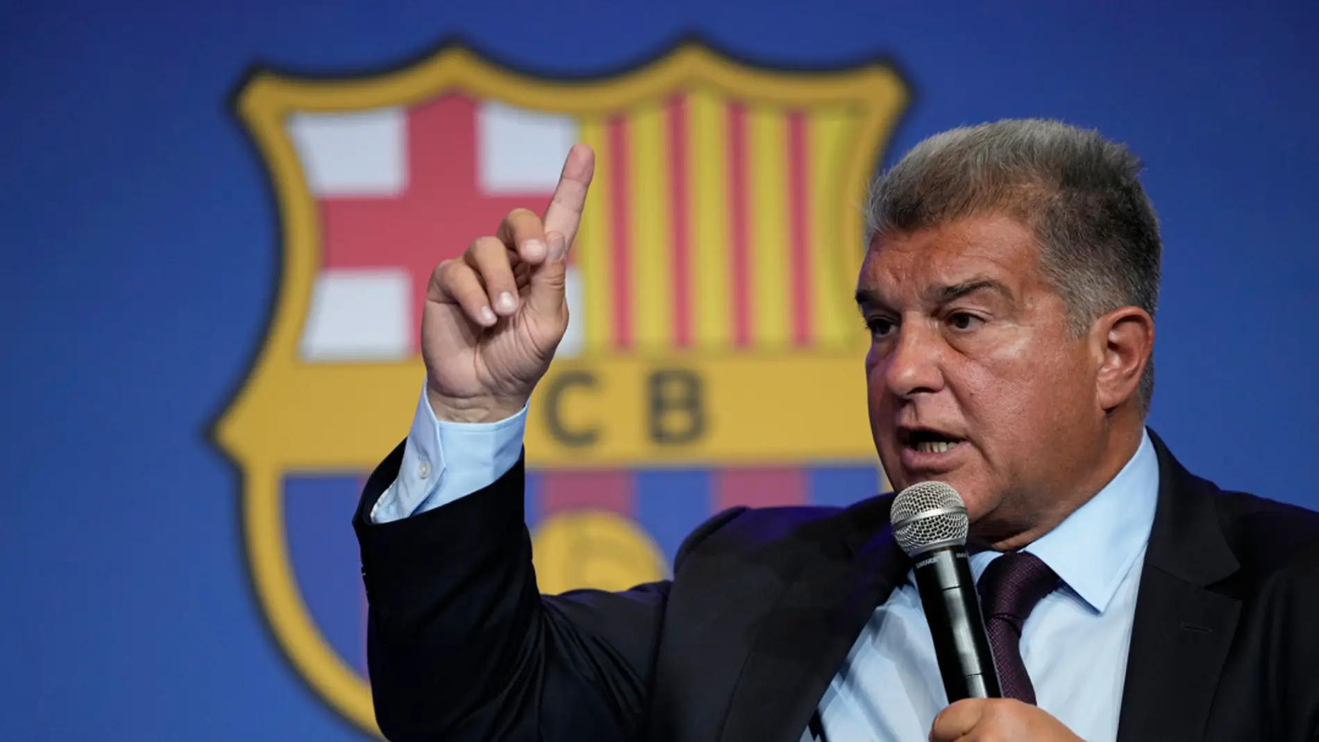 El presidente del FC Barcelona, Joan Laporta, durante su comparecencia ante los medios por el caso Negreira