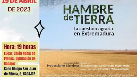 La Asociación para la Recuperación de la Memoria Histórica estrena este miércoles el documental 'Hambre de tierra' La Asociación para la Recuperación de la Memoria Histórica estrena este miércoles el documental 'Hambre de tierra'