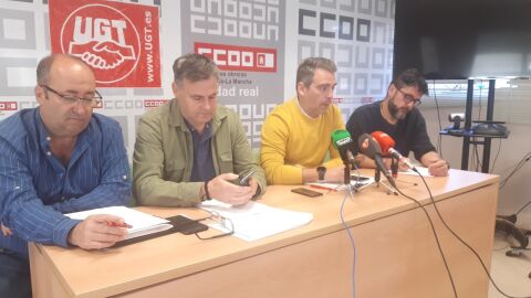 Los sindicatos durante la rueda de prensa en Ciudad Real