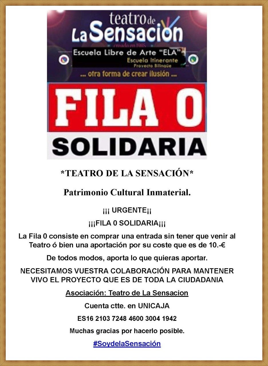 El Teatro de la Sensación pide ayuda urgente para evitar el cierre El Teatro de la Sensación pide ayuda urgente para evitar el cierre