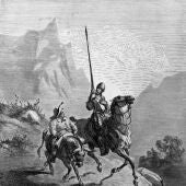 Escena de El Quijote con Don Quijote de la Mancha y Sancho Panza