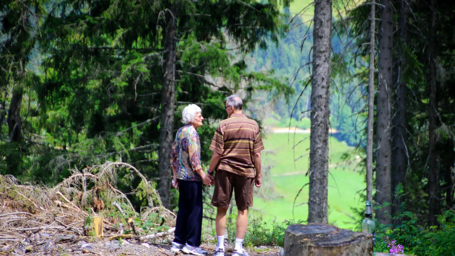 Imagen de archivo de una pareja paseando por el campo