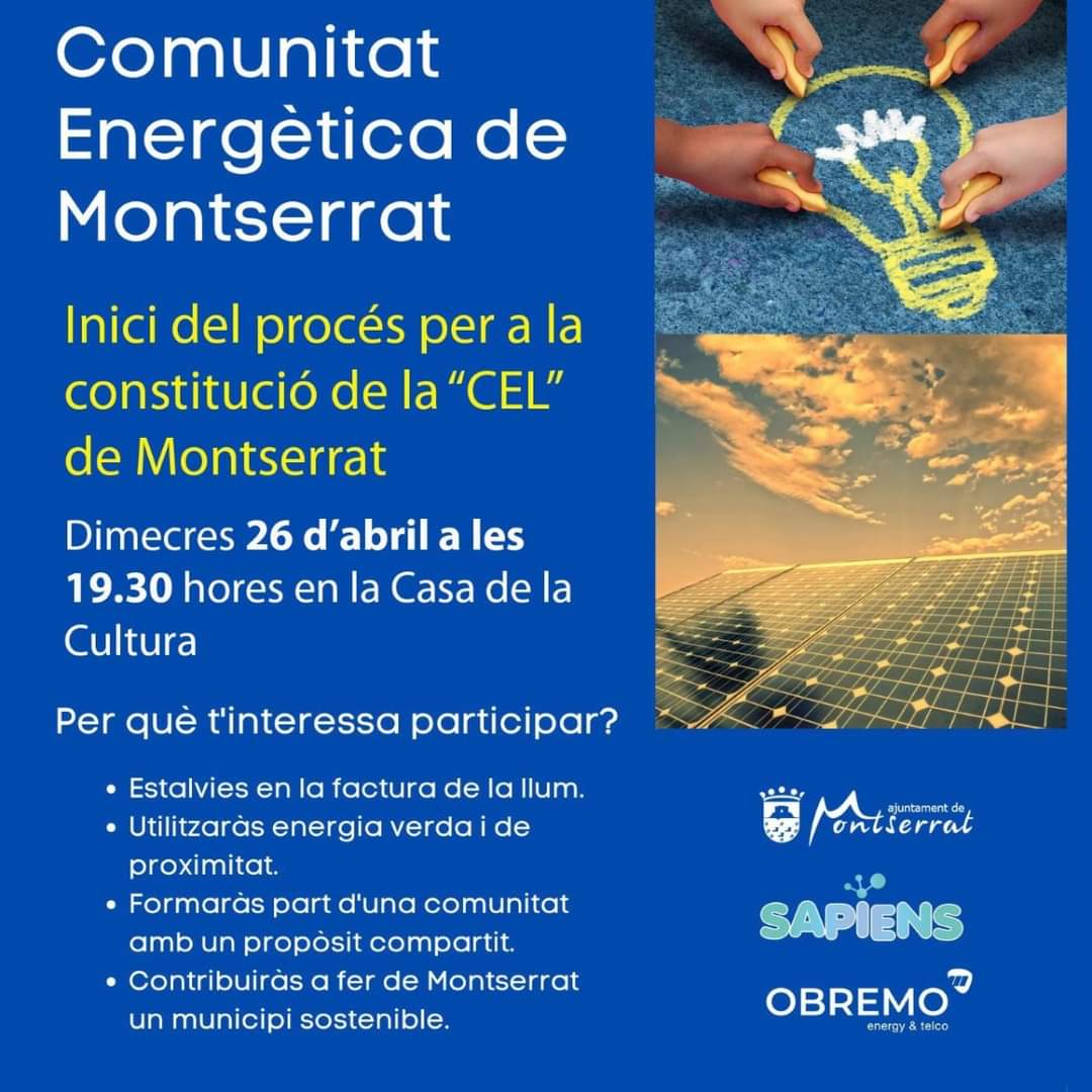 Montserrat impulsa la creación de una Comunidad Energética Montserrat impulsa la creación de una Comunidad Energética