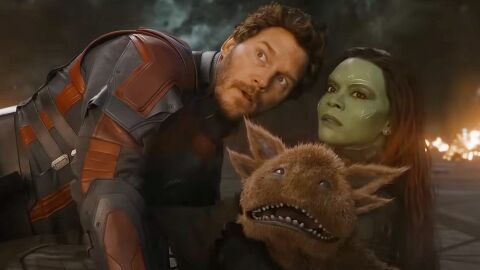 Imagen promocional de 'Guardianes de la Galaxia Vol. 3', con Chris Pratt y Zoe Saldana