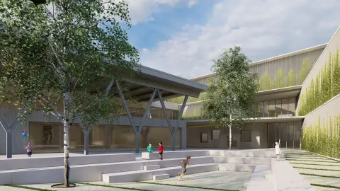 Infografía del nuevo Colegio Público de Nuevo Roces en Gijón Infografía del nuevo Colegio Público de Nuevo Roces en Gijón