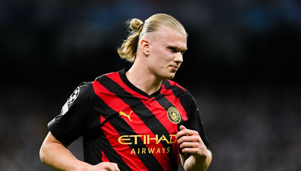 Haaland durante el Real Madrid - Manchester City