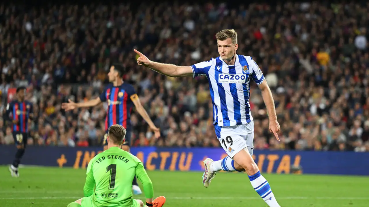 Sorloth celebra su gol en el Camp Nou Sorloth celebra su gol en el Camp Nou