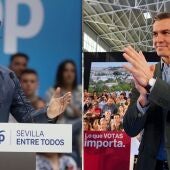 El líder del PP, Alberto Núñez Feijóo, y el del PSOE, Pedro Sánchez