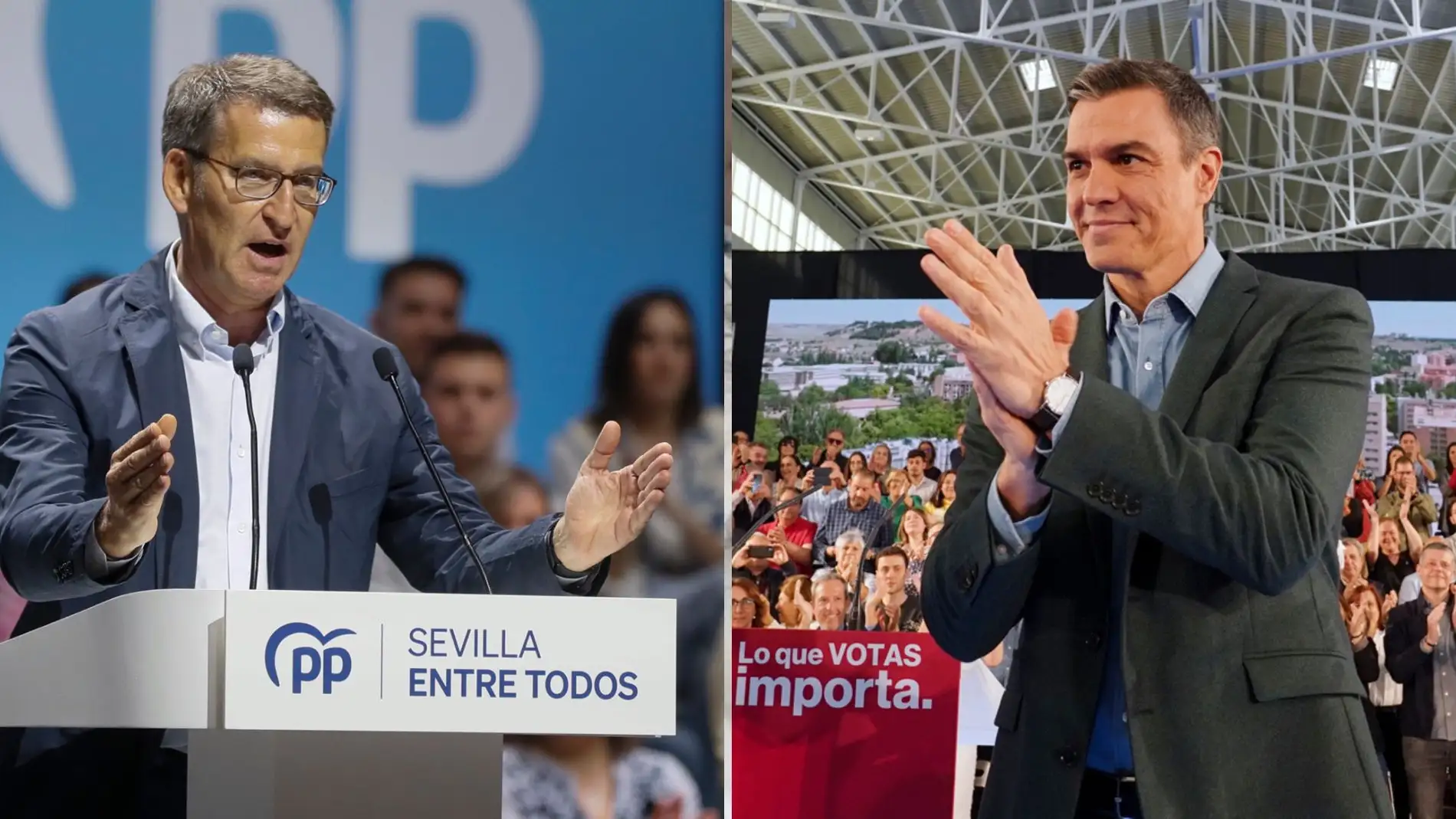 El líder del PP, Alberto Núñez Feijóo, y el del PSOE, Pedro Sánchez