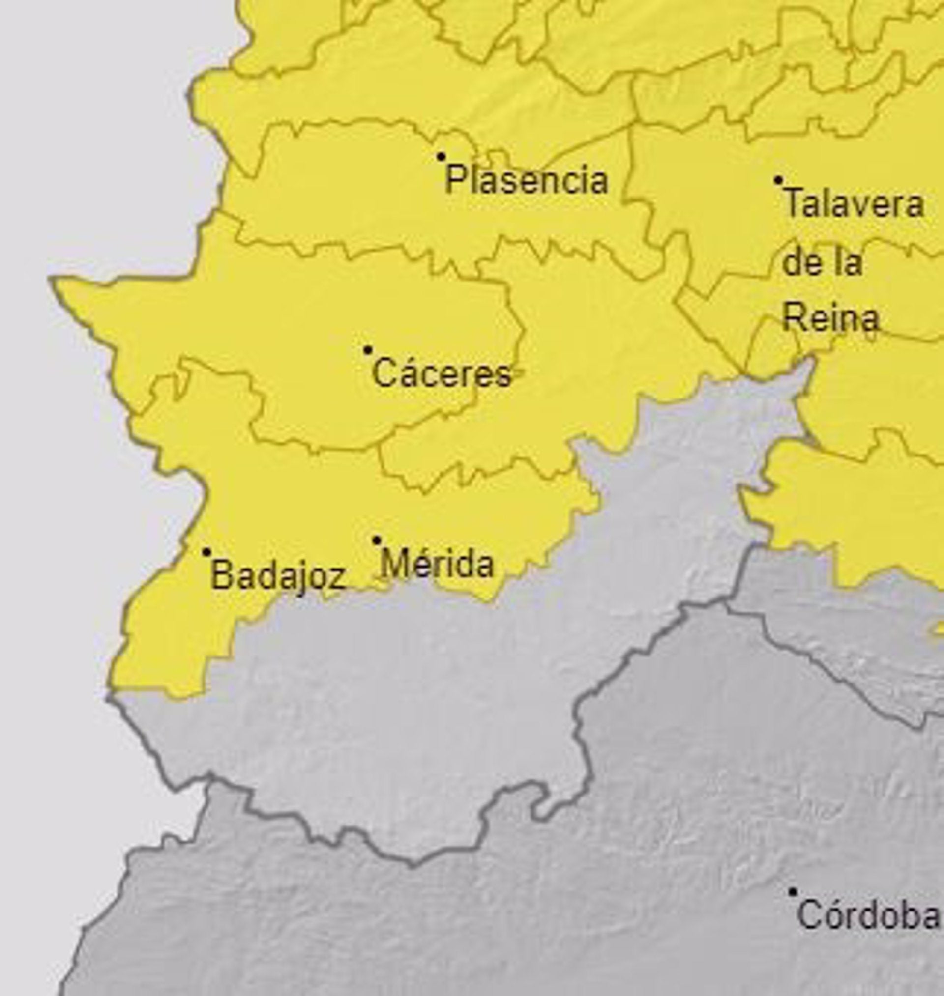 Gran parte de Extremadura estará este viernes en aviso amarillo por lluvias y tormentas Gran parte de Extremadura estará este viernes en aviso amarillo por lluvias y tormentas