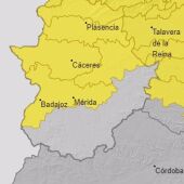 Gran parte de Extremadura estará este viernes en aviso amarillo por lluvias y tormentas