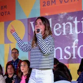 La ministra de Igualdad, Irene Montero, durante el cierre de campaña de Podemos. La ministra de Igualdad, Irene Montero, durante el cierre de campaña de Podemos.