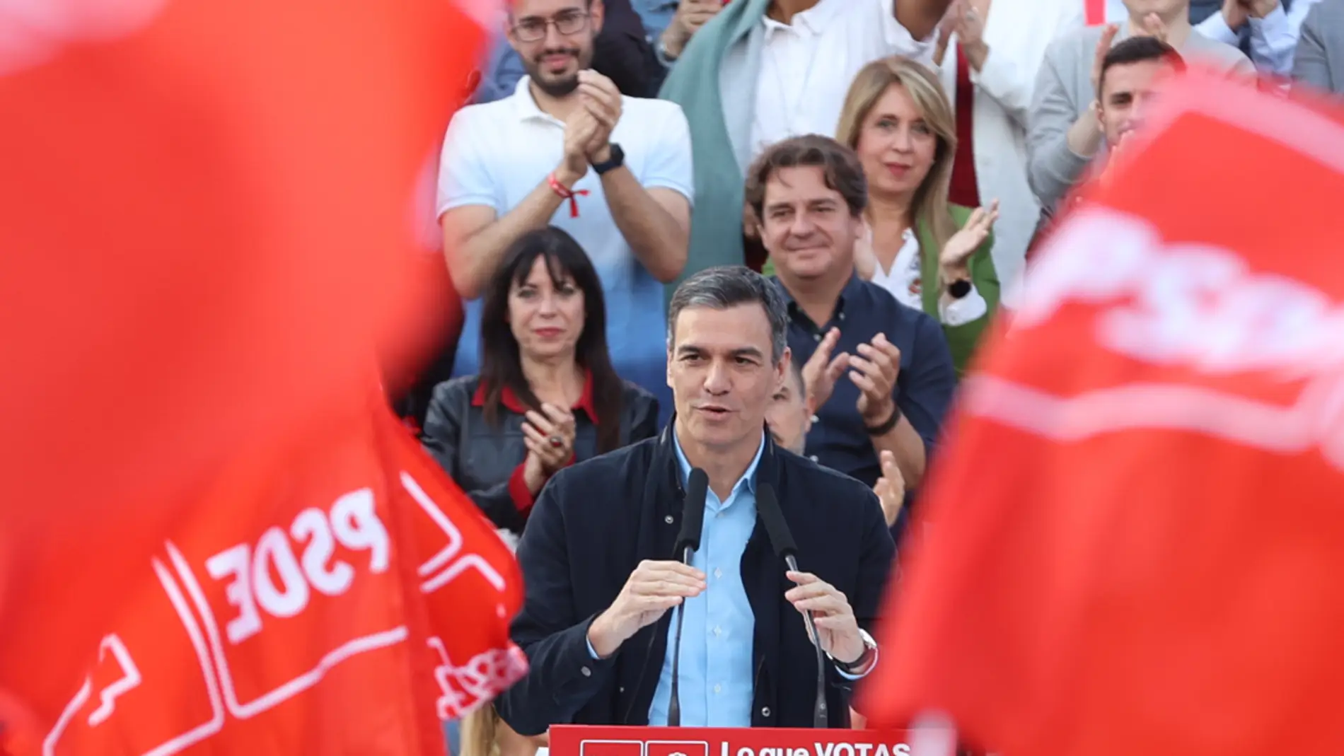 Pedro Sánchez, durante su participación en un mitin del PSOE / EFE/ Kiko Huesca