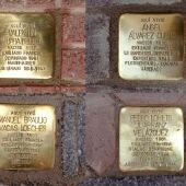 Colocadas las piedras conmemorativas con placas metálicas en recuerdo de los cuatro vecinos deportados a campos de concentración nazis durante la Segunda Guerra Mundial 
