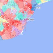 Captura del mapa electoral por mesas censales de Barcelona