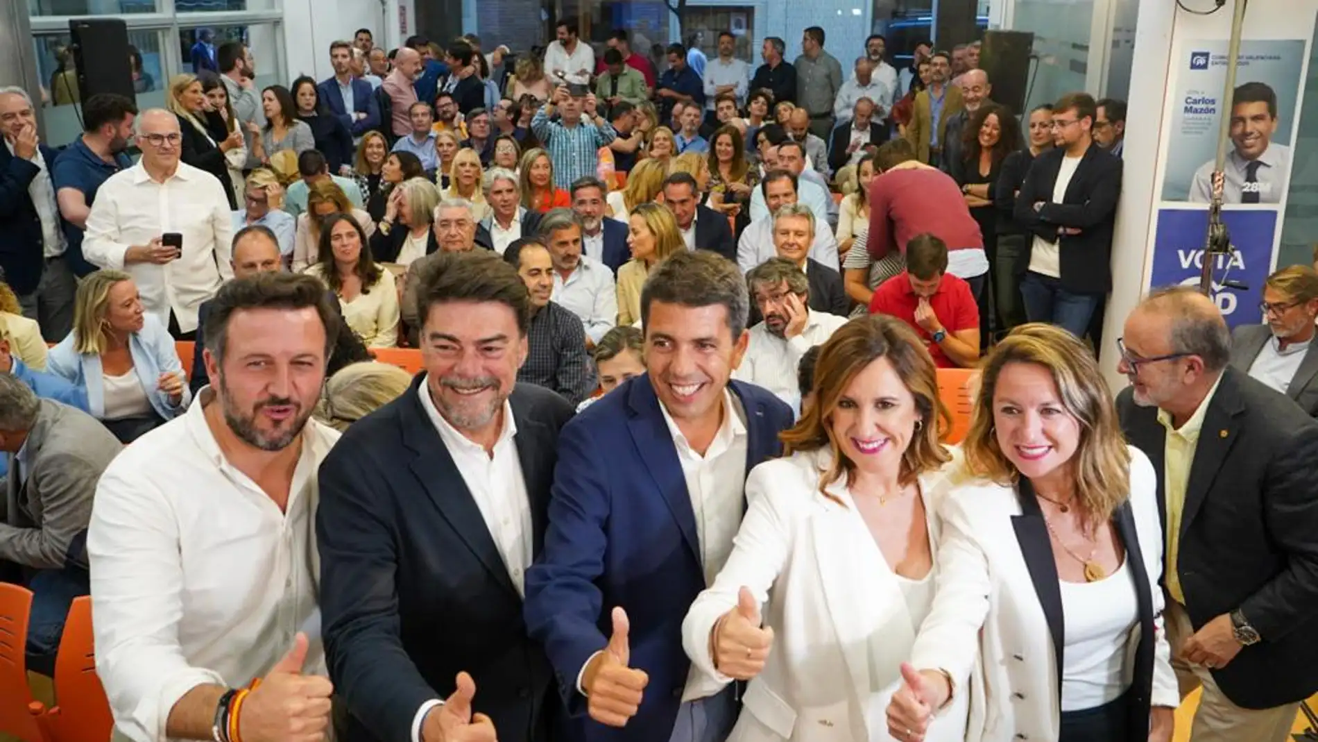 Mazón y los nuevos alcaldes de Elche, Alicante, Valencia y Castellón 