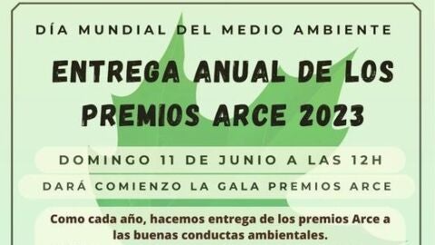 Cartel de la gala de entrega de los Premios ARCE 2023 que otorga Ecologista en Acci&oacute;n Alcal&aacute;