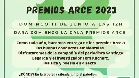 Ecologista en Acción Alcalá destaca la labor en favor del medio ambiente de seis iniciativas individuales y colectivas a las que otorga los Premios ARCE 2023 Cartel de la gala de entrega de los Premios ARCE 2023 que otorga Ecologista en Acción Alcalá