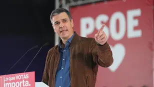El presidente del Gobierno, Pedro Sánchez, durante un acto electoral