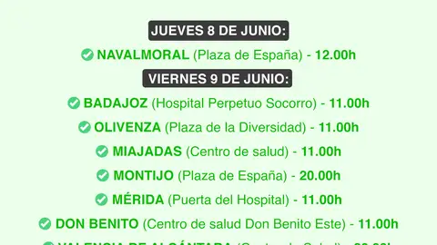 El movimiento "Extremadura por la Sanidad Pública" convoca este jueves y viernes concentraciones hasta en ocho puntos de la región El movimiento "Extremadura por la Sanidad Pública" convoca este jueves y viernes concentraciones hasta en ocho puntos de la región