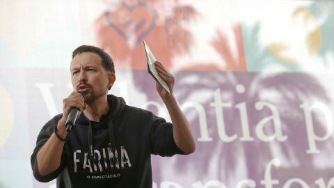 El exl&iacute;der de Podemos, Pablo Iglesias durante la campa&ntilde;a electoral del 28M