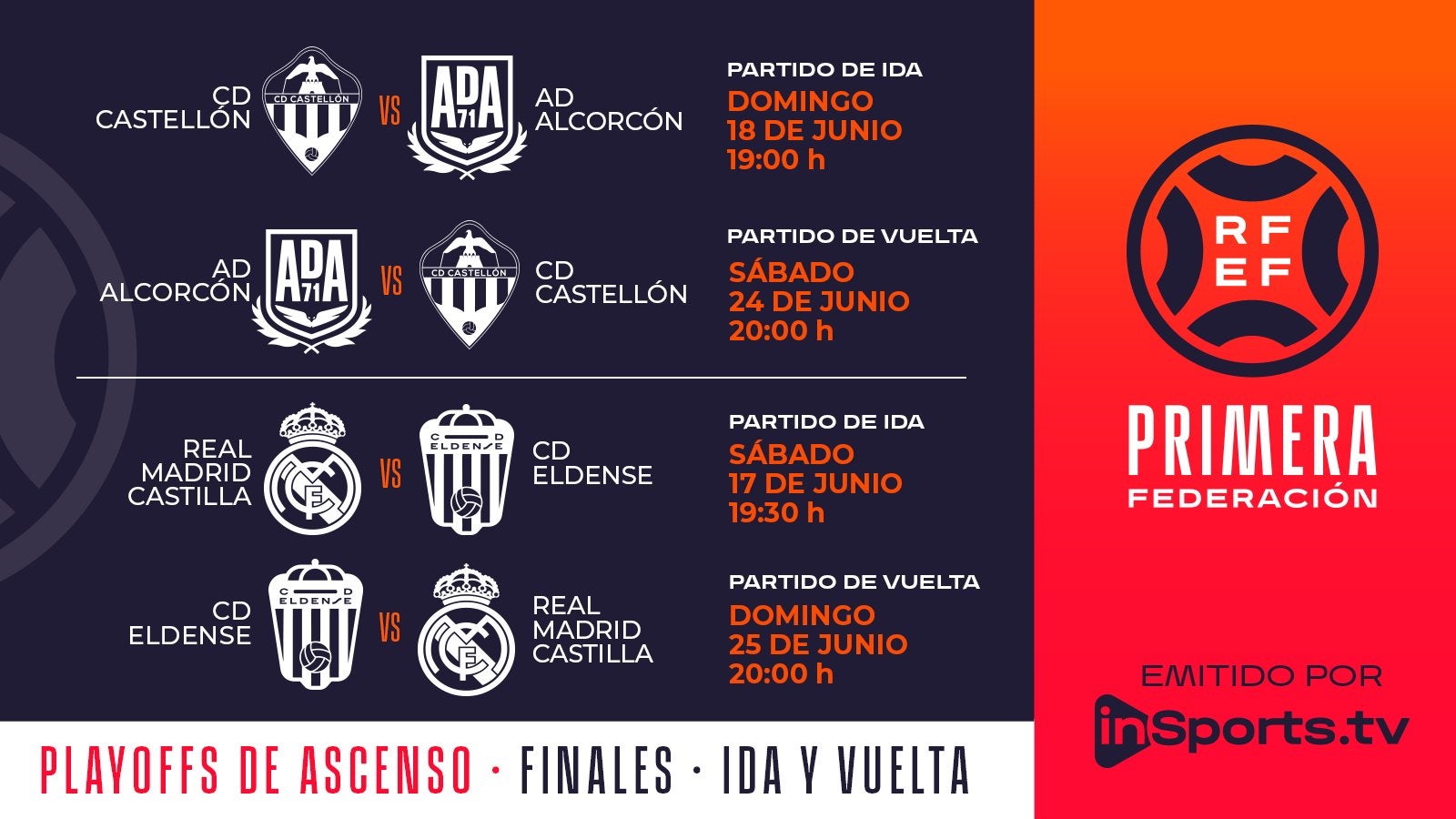 Confirmados los horarios de las finales del play off de ascenso a Segunda División Confirmados los horarios de las finales del play off de ascenso a Segunda División