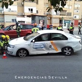 Estado en el que quedó el taxi implicado en el accidente Estado en el que quedó el taxi implicado en el accidente