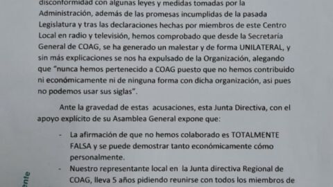 Nota de prensa del Centro independiente d Agricultores y Ganaderos de La Solana