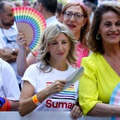 Yolanda Díaz durante el desfile del Orgullo en Madrid