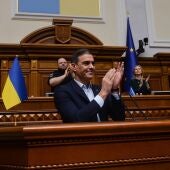 Pedro Sánchez tras su discurso en el parlamento de Ucrania