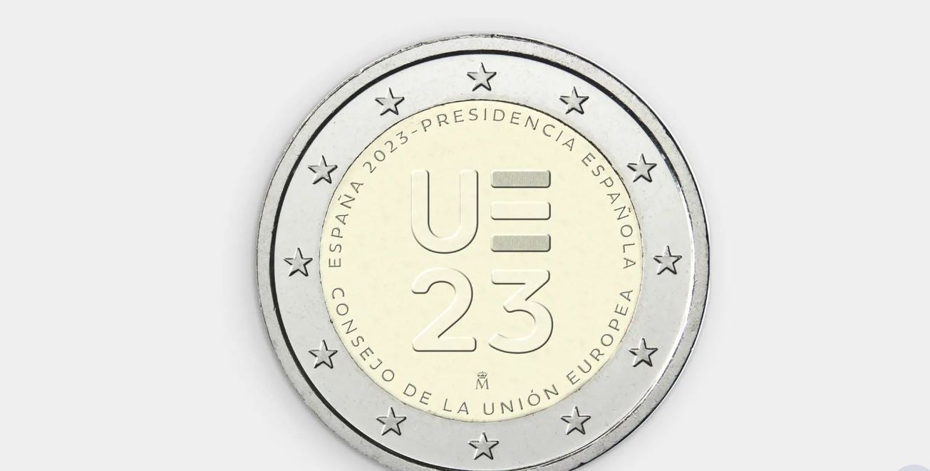 Así es la nueva moneda de 2 euros que conmemora la presidencia española de la UE Así es la nueva moneda de 2 euros que conmemora la presidencia española de la UE